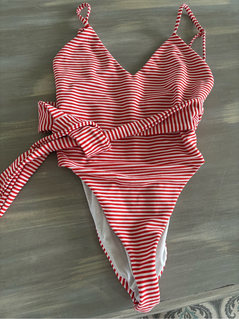 Mara Hoffman Red and White Striped Swim or Beachwear Top